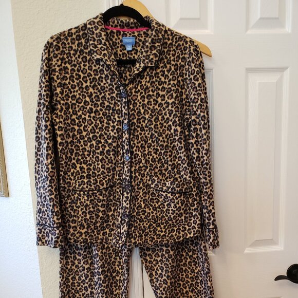 Simply Vera Wang leopard print fleece pajama set - Picture 1 of 6